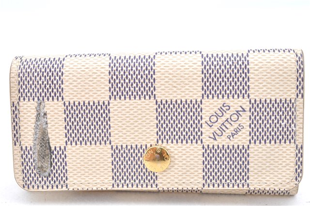 Authentic Louis Vuitton Damier Azur Multicles 4 Key Case Holder N60020 LV H4747