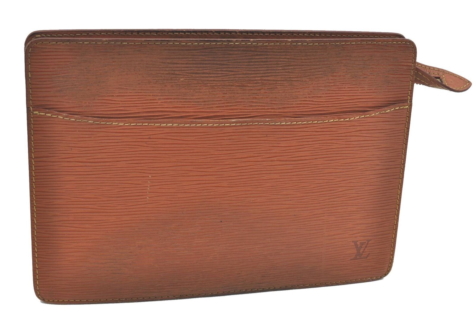 Authentic LOUIS VUITTON Epi Pochette Homme Clutch Bag Brown M52528 LV H4782