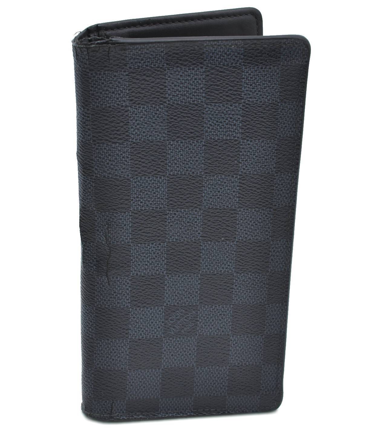 Auth LOUIS VUITTON Damier Graphite Portefeuille Brazza Wallet N62665 LV H4790