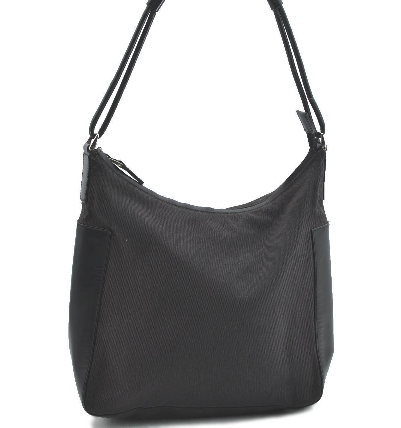 Authentic GUCCI Shoulder Bag Canvas Leather 0018766 Black H4825