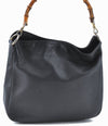 Authentic GUCCI Bamboo Hand Bag Purse Leather Black H4850