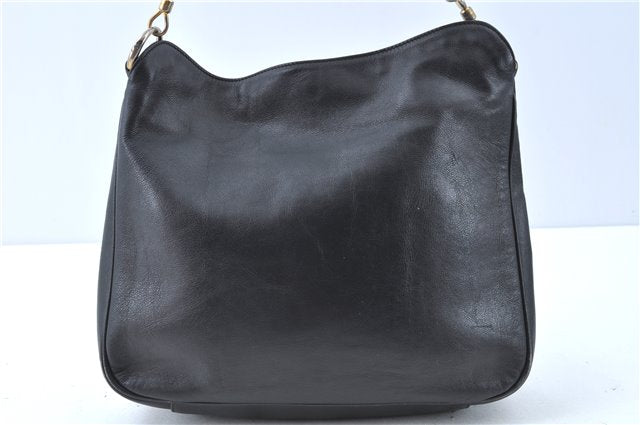 Authentic GUCCI Bamboo Hand Bag Purse Leather Black H4850