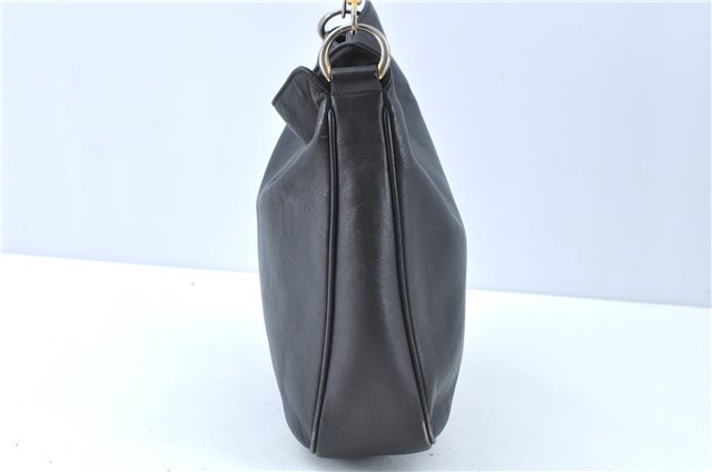 Authentic GUCCI Bamboo Hand Bag Purse Leather Black H4850