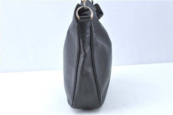 Authentic GUCCI Bamboo Hand Bag Purse Leather Black H4850