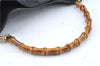 Authentic GUCCI Bamboo Hand Bag Purse Leather Black H4850