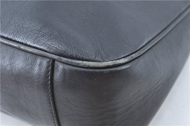 Authentic GUCCI Bamboo Hand Bag Purse Leather Black H4850