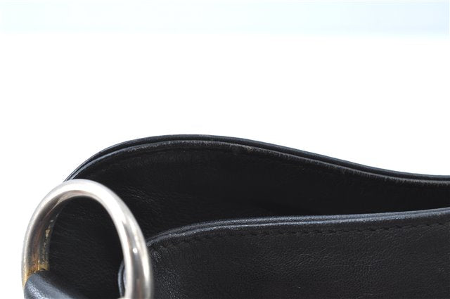 Authentic GUCCI Bamboo Hand Bag Purse Leather Black H4850