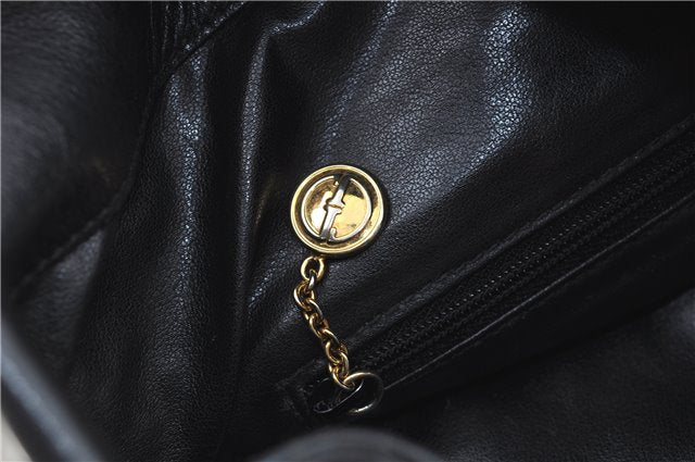 Authentic GUCCI Bamboo Hand Bag Purse Leather Black H4850