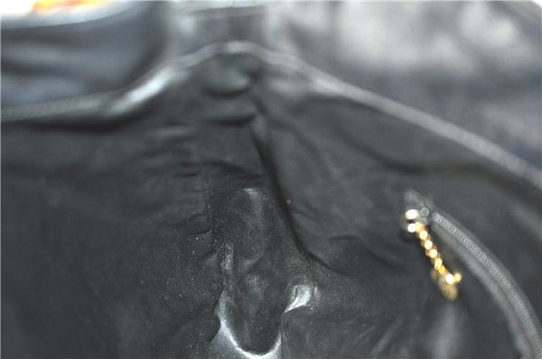 Authentic GUCCI Bamboo Hand Bag Purse Leather Black H4850