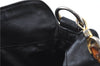 Authentic GUCCI Bamboo Hand Bag Purse Leather Black H4850