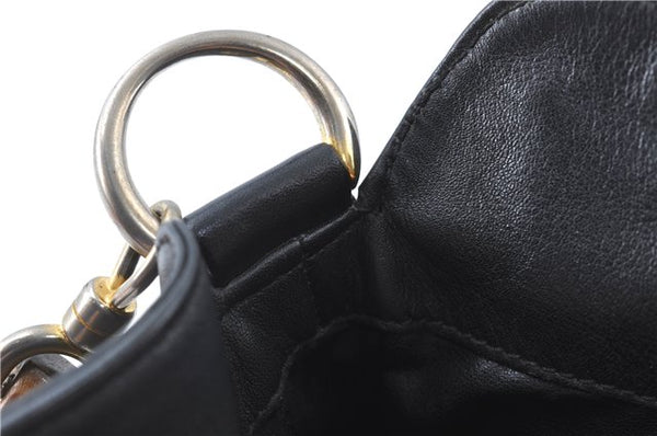 Authentic GUCCI Bamboo Hand Bag Purse Leather Black H4850