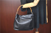 Authentic GUCCI Bamboo Hand Bag Purse Leather Black H4850