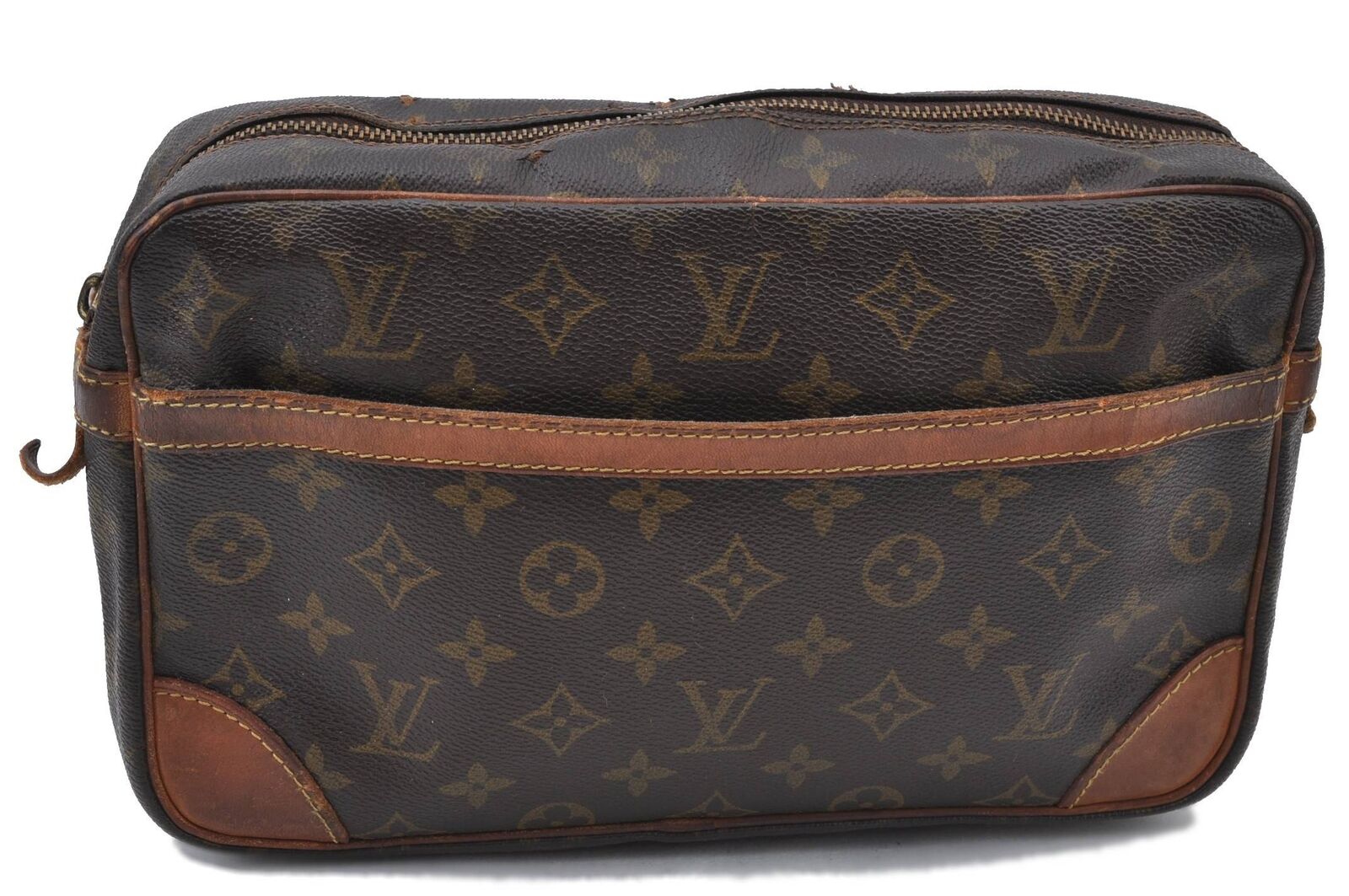 Authentic LOUIS VUITTON Monogram Compiegne 28 Clutch Bag M51845 Junk LV H4864