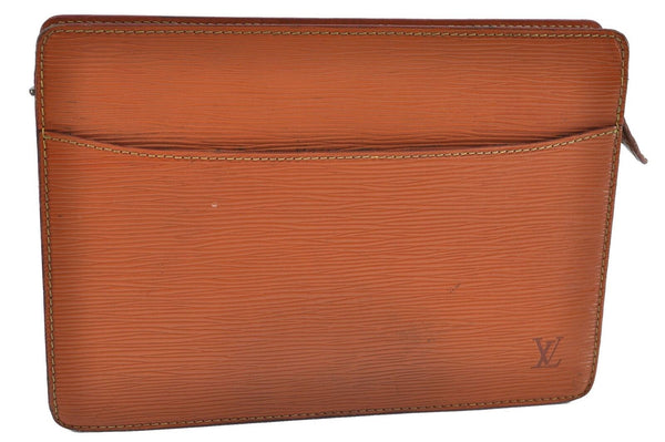 Authentic LOUIS VUITTON Epi Pochette Homme Clutch Bag Brown M52528 LV H4866