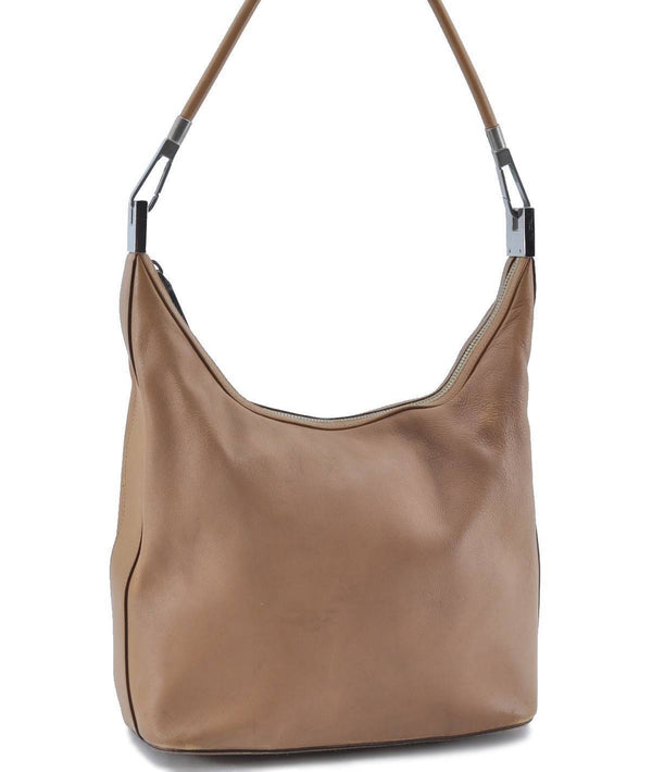 Authentic GUCCI Shoulder Hand Bag Leather 0013814 Beige Brown H4886