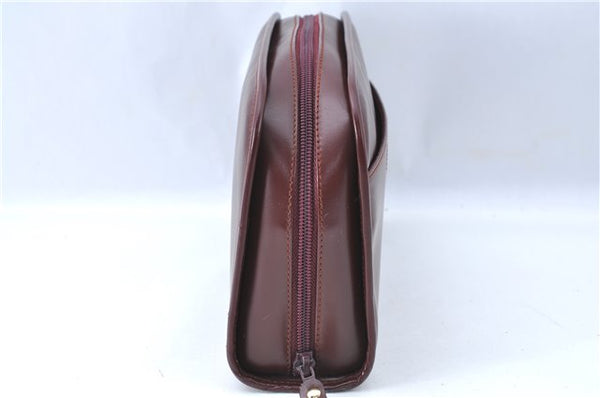 Authentic Cartier Must de Cartier Clutch Bag Purse Leather Bordeaux Red H5151