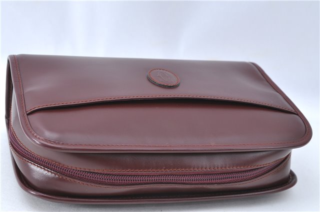 Authentic Cartier Must de Cartier Clutch Bag Purse Leather Bordeaux Red H5151