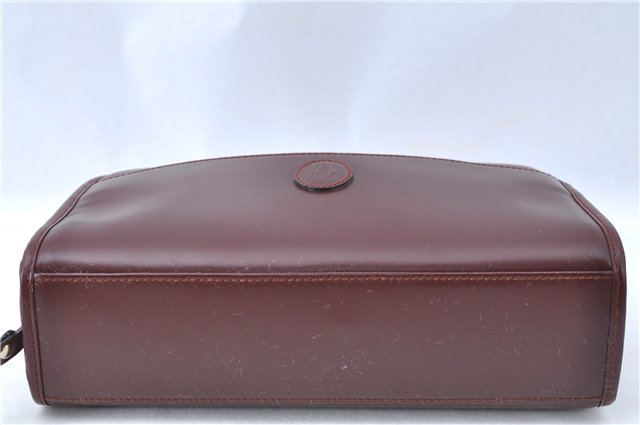 Authentic Cartier Must de Cartier Clutch Bag Purse Leather Bordeaux Red H5151