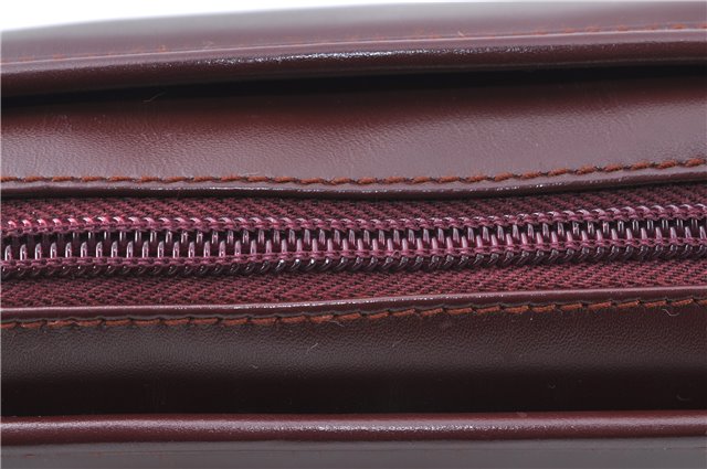 Authentic Cartier Must de Cartier Clutch Bag Purse Leather Bordeaux Red H5151