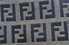 Auth FENDI Zucchino Mamma Baguette Shoulder Bag Canvas Leather Navy Blue H5163