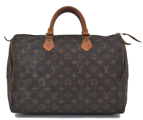 Authentic LOUIS VUITTON Monogram Speedy 35 Hand Bag M41524 LV H5227