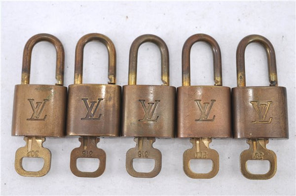 Authentic LOUIS VUITTON Padlock & Keys Gold 10Set LV H5383