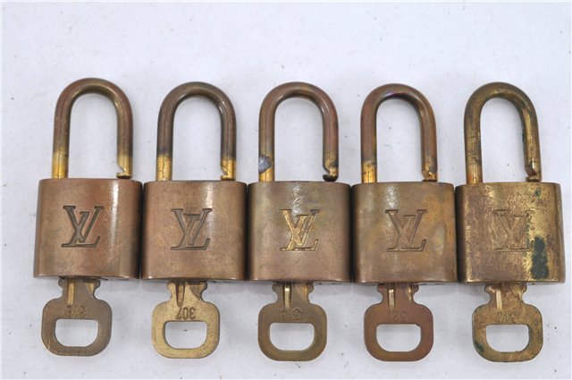 Authentic LOUIS VUITTON Padlock & Keys Gold 10Set LV H5383