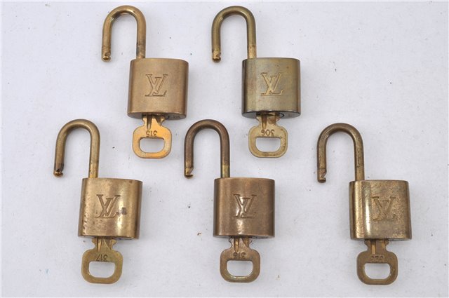 Authentic LOUIS VUITTON Padlock & Keys Gold 10Set LV H5387