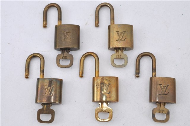 Authentic LOUIS VUITTON Padlock & Keys Gold 10Set LV H5387