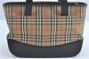 Authentic BURBERRY Nova Check Canvas Leather Tote Hand Bag Purse Beige H5597