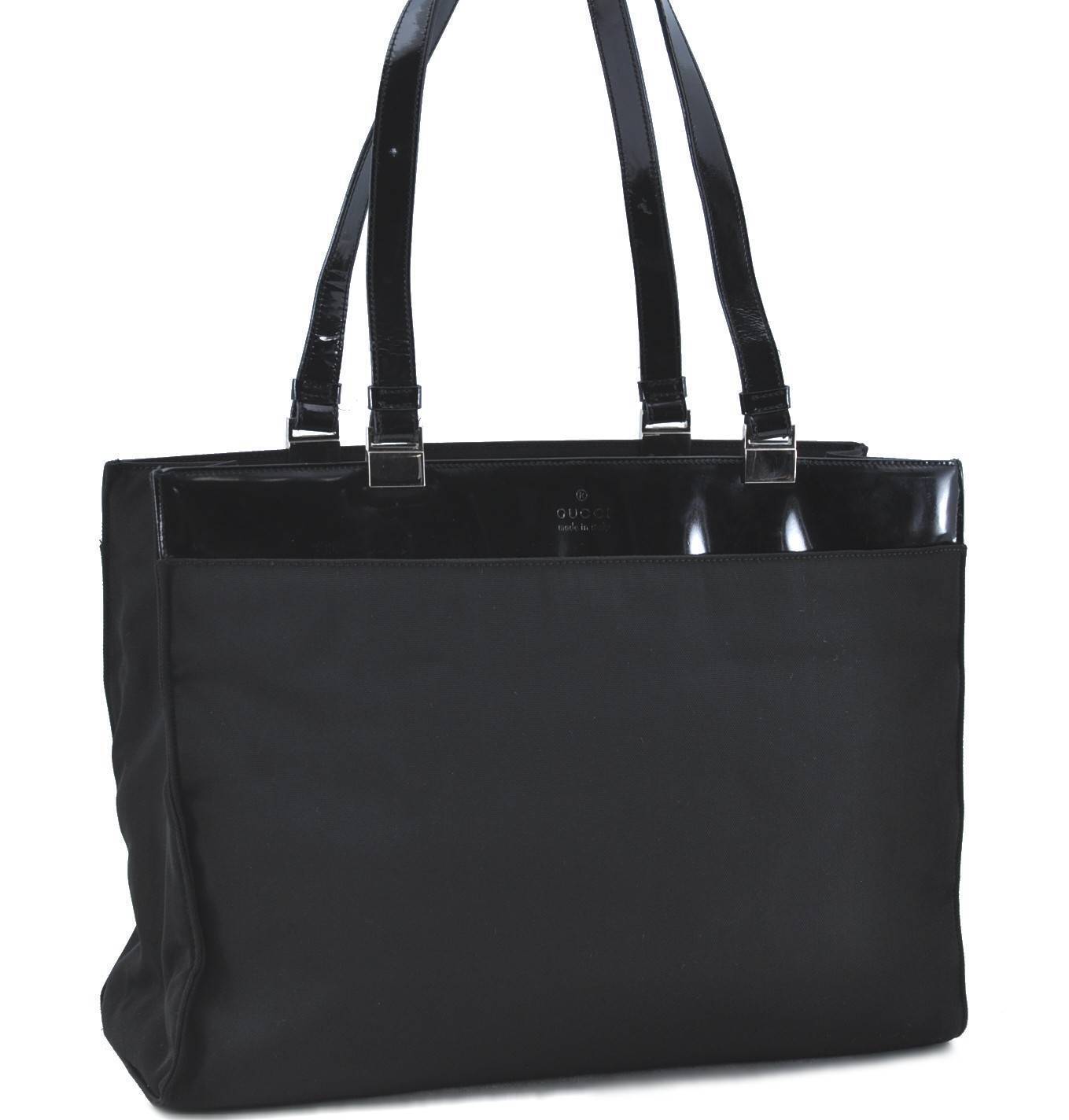 Authentic GUCCI Shoulder Tote Bag Nylon Leather 0021039 Black H5646