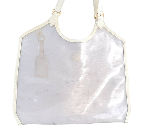 Auth Louis Vuitton Epi Plage Bahia Shoulder Tote Bag Clear White M92153 LV H5657