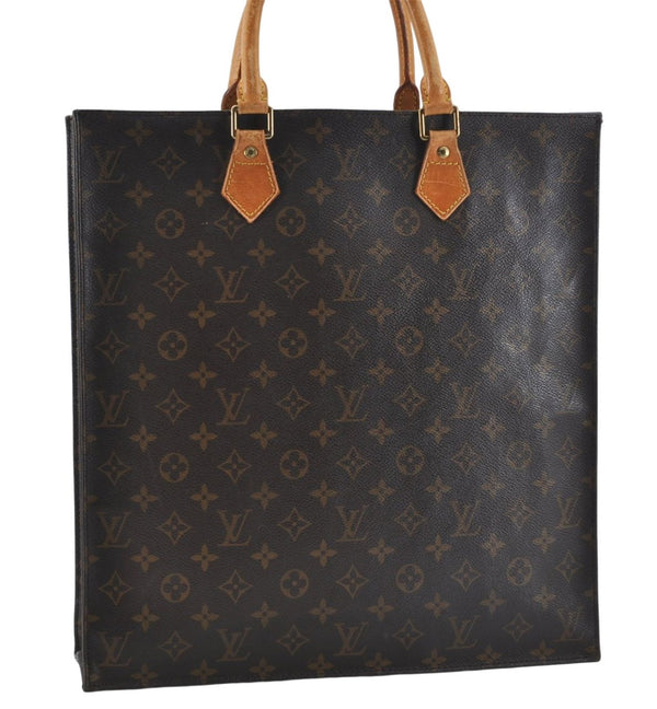 Authentic Louis Vuitton Monogram Sac Plat Hand Bag M51140 LV H5728