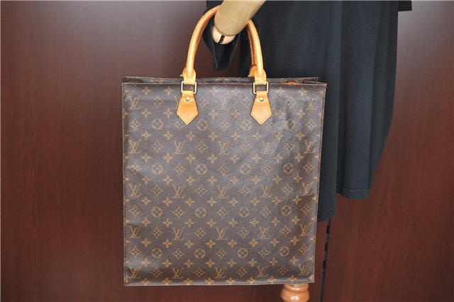 Authentic Louis Vuitton Monogram Sac Plat Hand Bag M51140 LV H5728