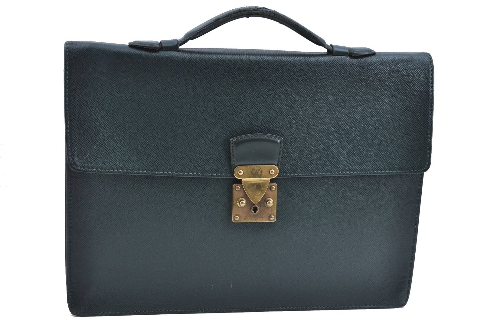 Authentic Louis Vuitton Taiga Serviette Kourad Brief Case Green M30074 LV H5746