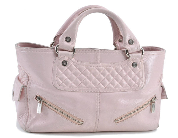 Authentic CELINE Boogie Bag Hand Bag Purse Leather Pink H5750