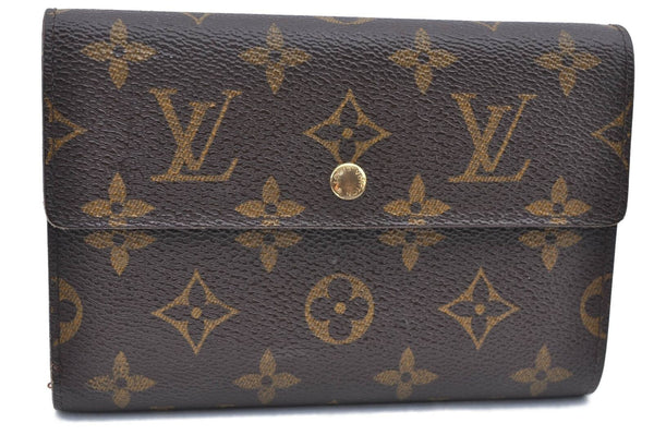 Auth Louis Vuitton Monogram Porte Tresor Etui Papier Wallet M61202 LV H5757