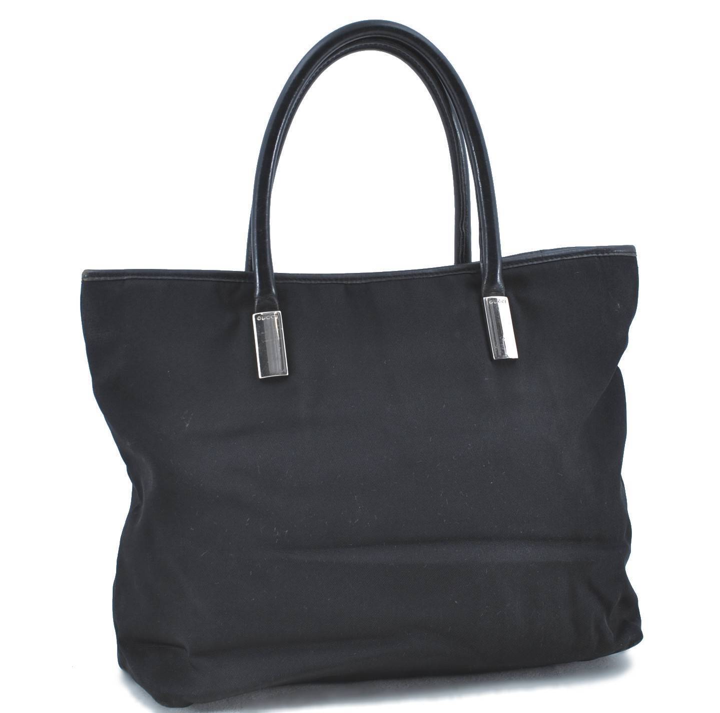 Authentic GUCCI Shoulder Tote Bag Nylon Leather Black H5759