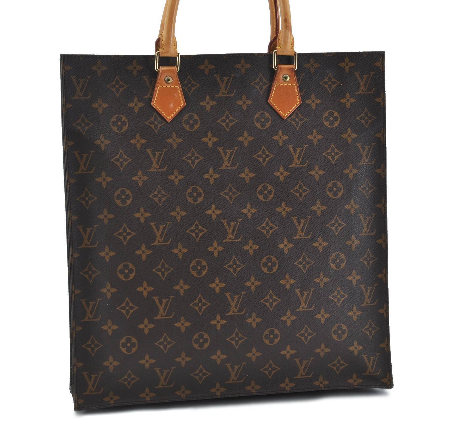 Authentic Louis Vuitton Monogram Sac Plat Hand Bag M51140 LV H5781