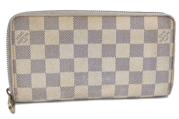 Authentic Louis Vuitton Damier Azur Zippy Wallet Long Purse N60019 LV H5826