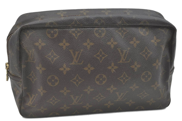 Auth Louis Vuitton Monogram Trousse Toilette 28 Clutch Hand Bag M47522 LV H5845