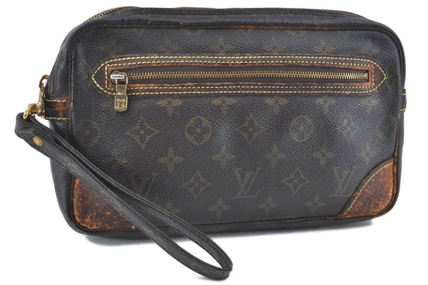 Auth Louis Vuitton Monogram Marly Dragonne GM Clutch Hand Bag M51825 LV H5858