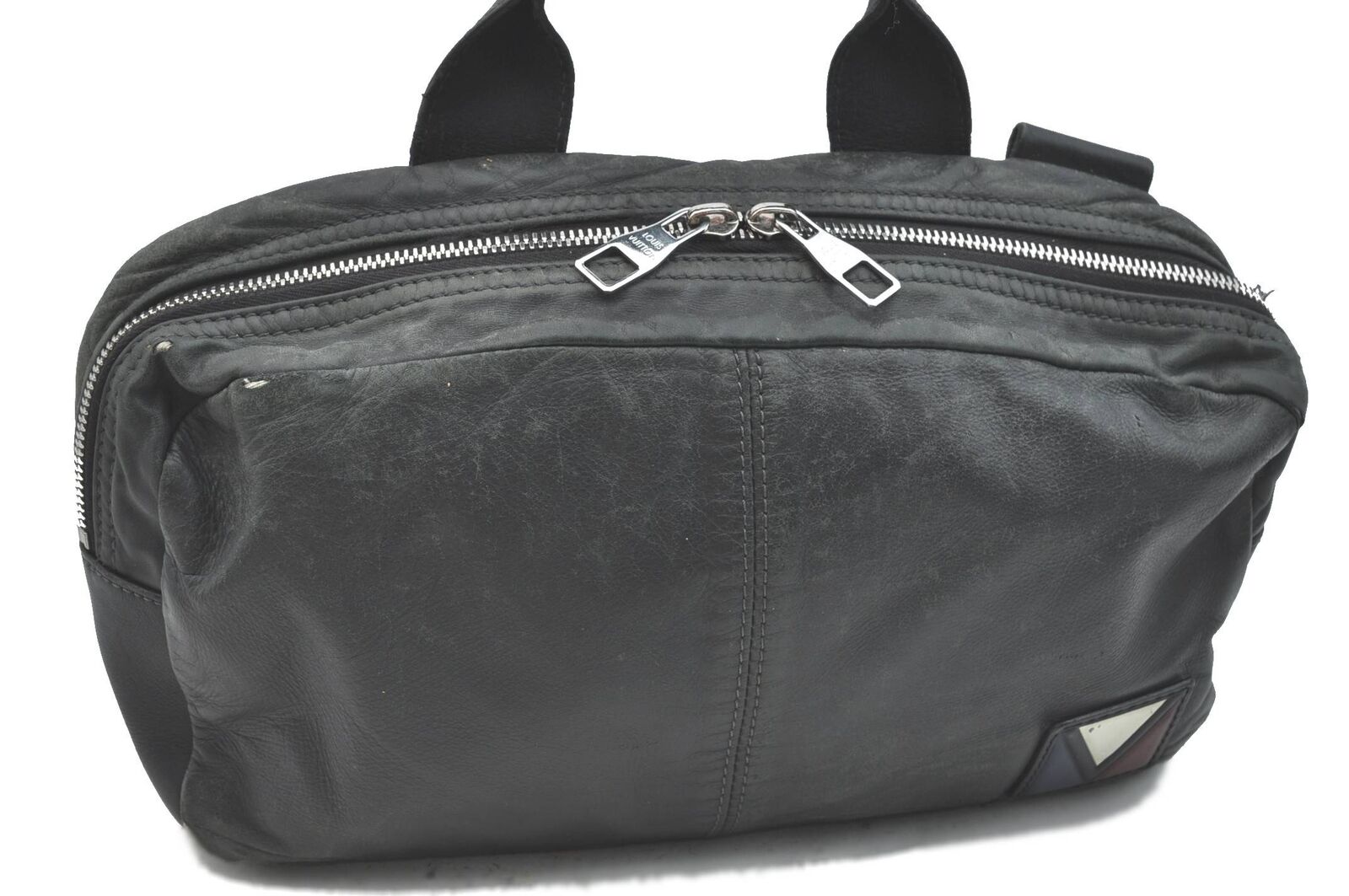 Auth Louis Vuitton V Line Gaston 2Way Waist Bum Hand Bag Gray M50445 LV H5879