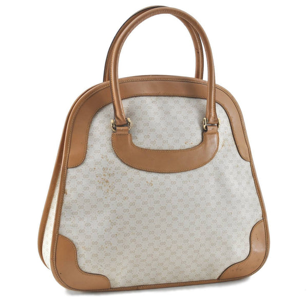 Authentic GUCCI Micro GG PVC Leather Hand Tote Bag Ivory Beige H5915