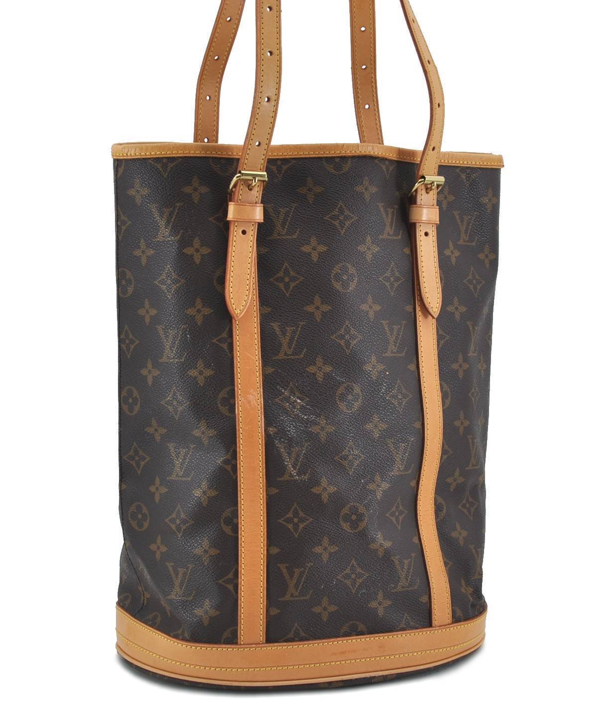 Authentic Louis Vuitton Monogram Bucket GM Shoulder Bag M42236 LV Junk H5942