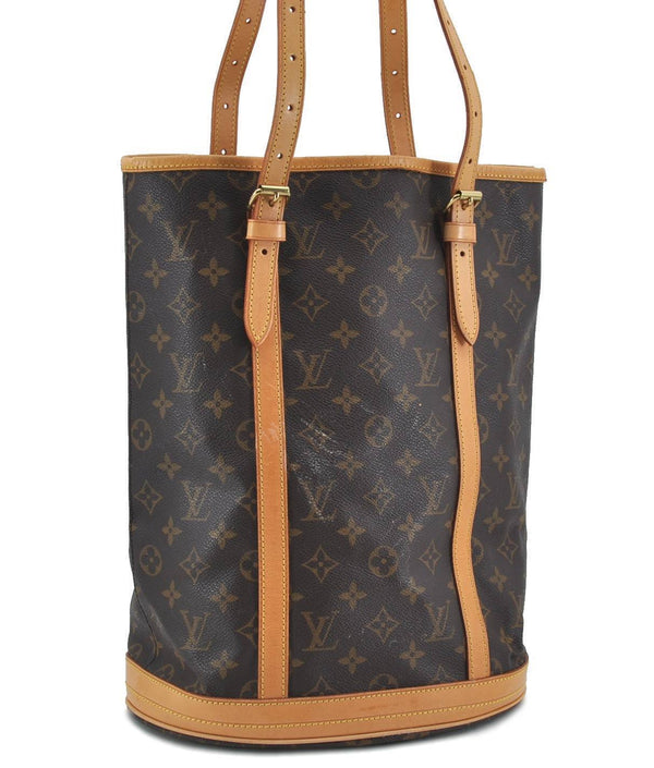Authentic Louis Vuitton Monogram Bucket GM Shoulder Bag M42236 LV Junk H5942
