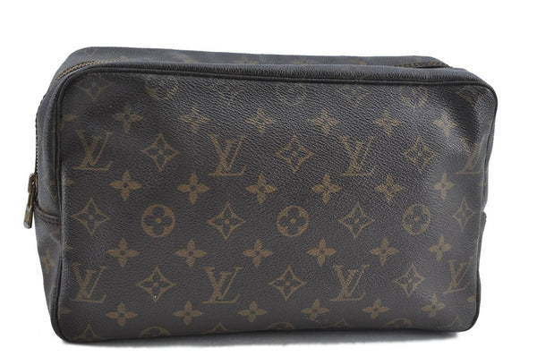 Auth Louis Vuitton Monogram Trousse Toilette 28 Clutch Hand Bag M47522 LV H5950