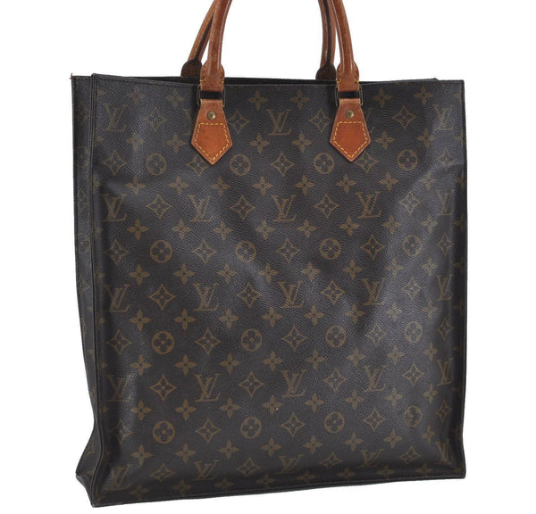 Authentic Louis Vuitton Monogram Sac Plat Hand Bag M51140 LV  H5958