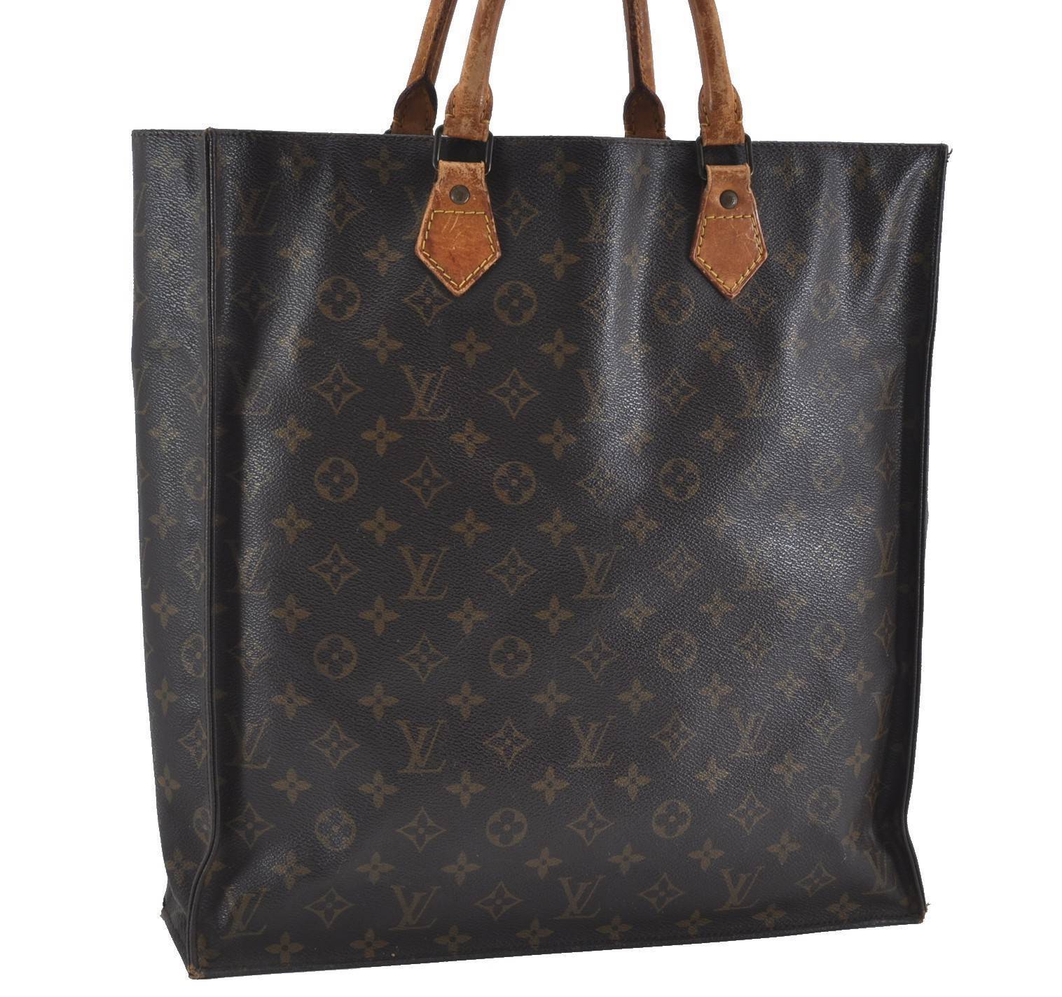 Authentic Louis Vuitton Monogram Sac Plat Hand Bag M51140 LV H5991