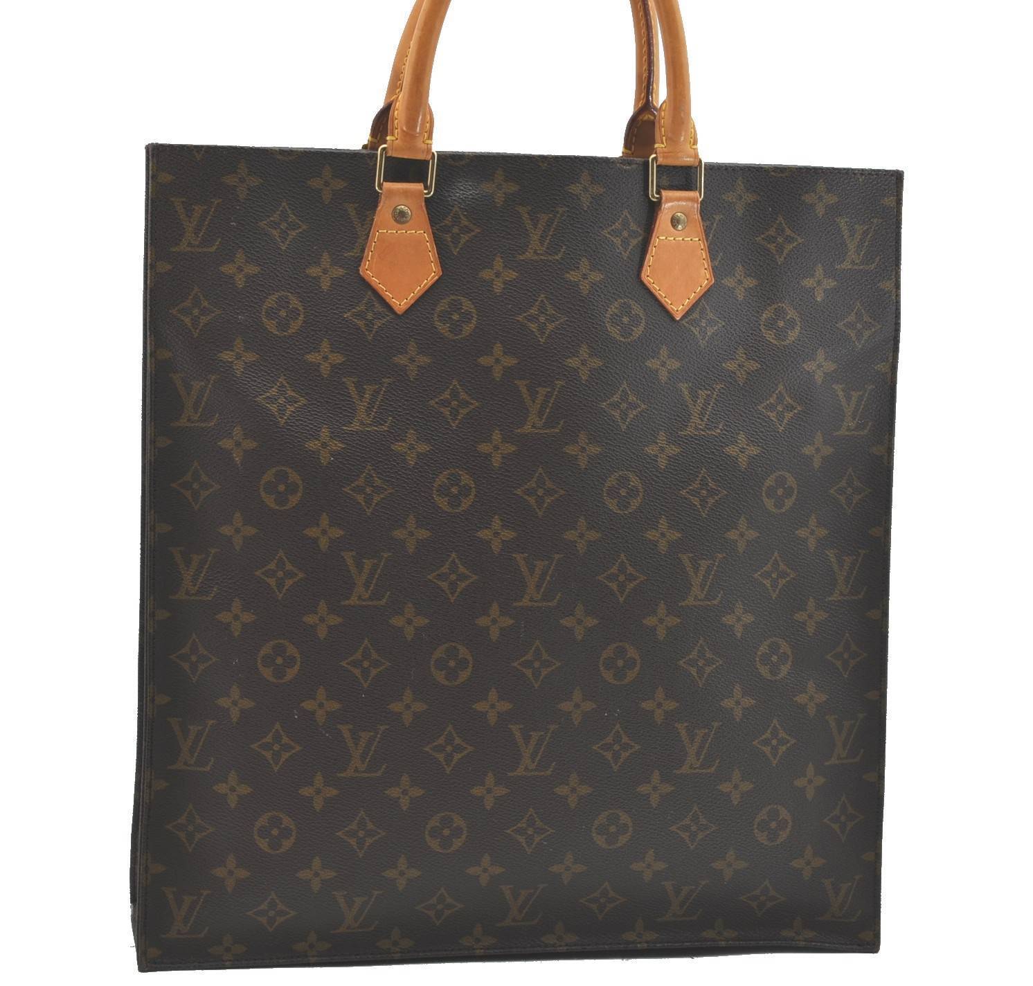 Authentic Louis Vuitton Monogram Sac Plat Hand Bag M51140 LV H5992